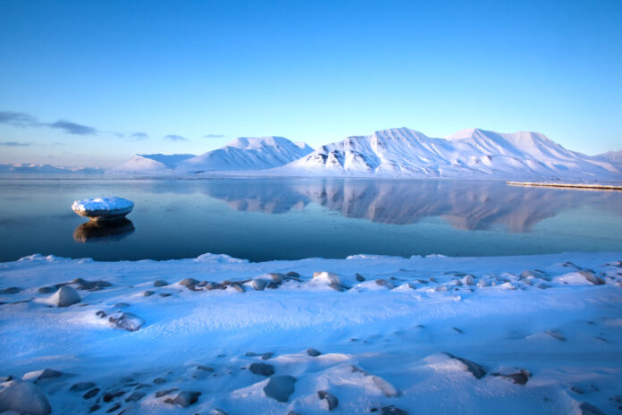 Beautiful scene of the Spitzbergen Mountains in Isfjord